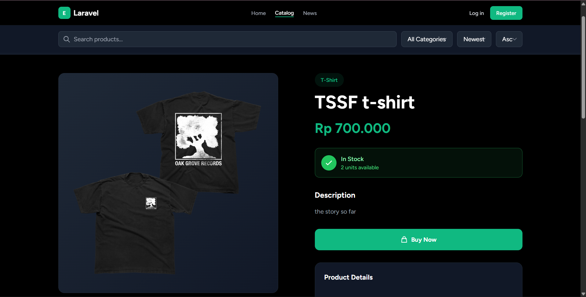 Website Ecommerce T-shirt